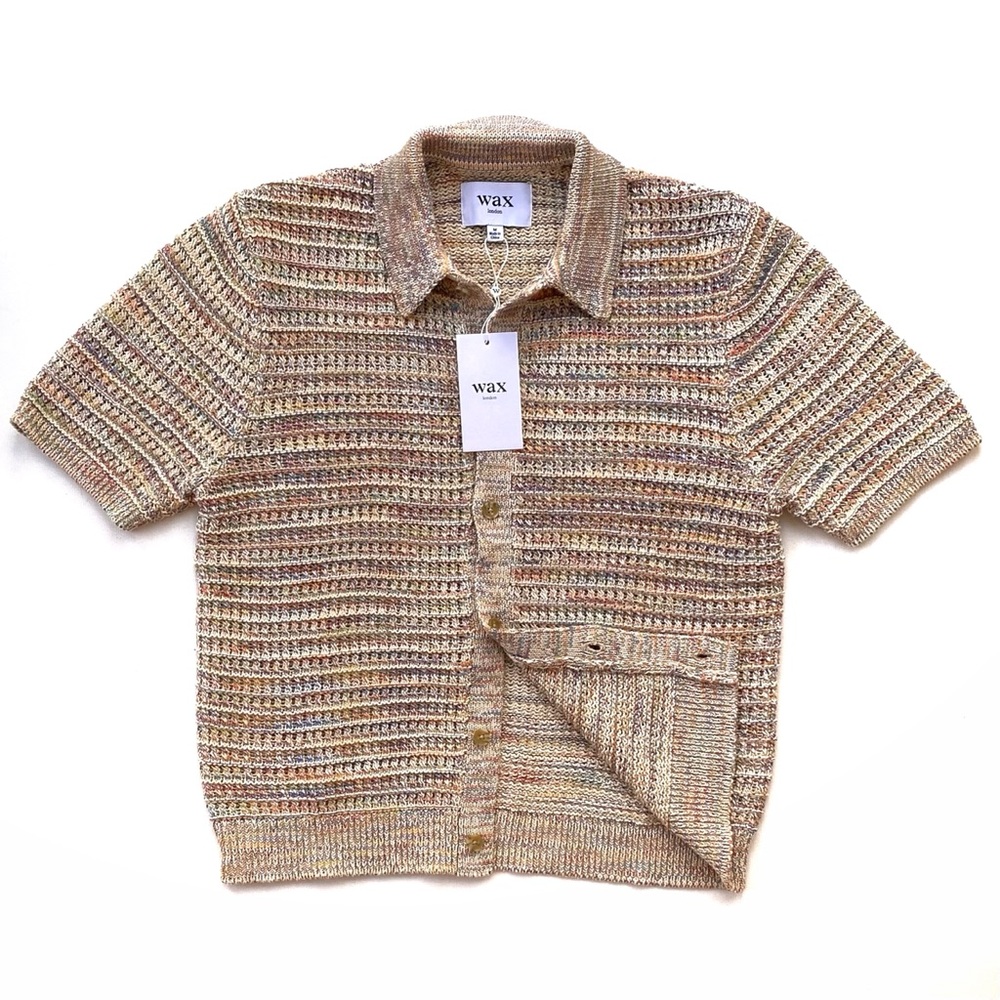 NWT Wax London Tellaro Rainbow Twist Knitted Cotton Polo Shirt